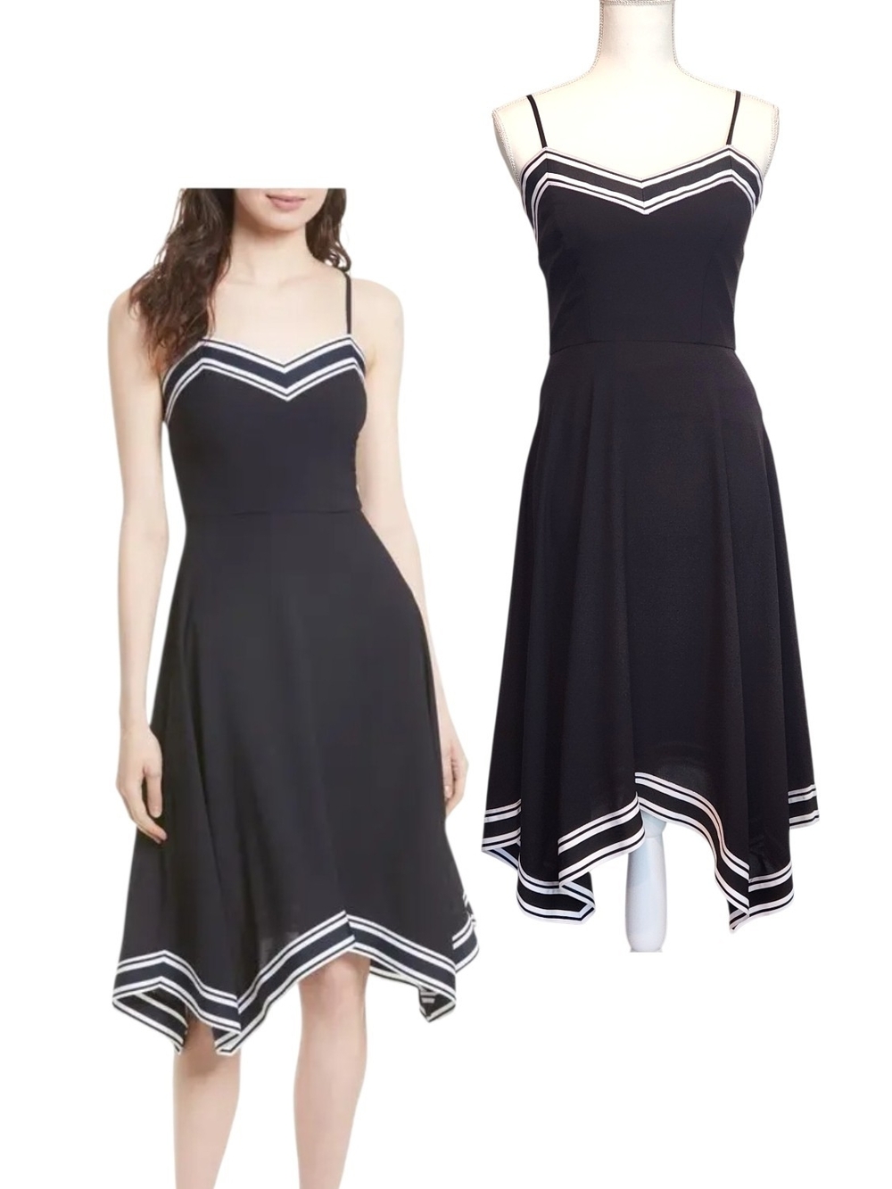 NWT Ted Baker London Kahmen Strappy Handkerchief Asymmetric Hem Midi Dress Sz 6